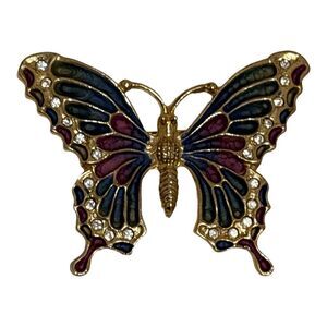 Austrian Butterfly Colorful Enamel & Chrystal Brooch Jewelry